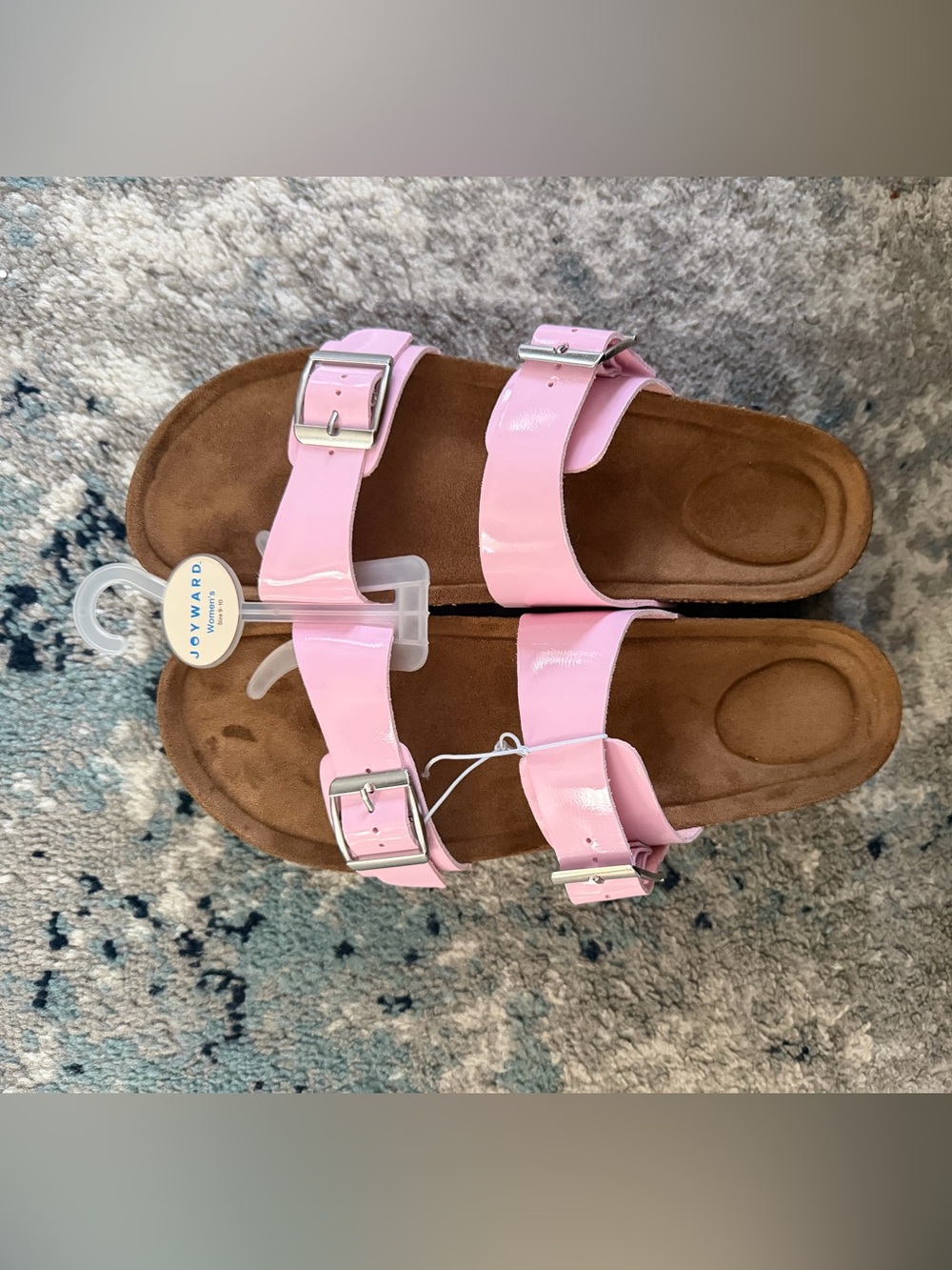 NWOT Women’s  Pink Double-Buckle Slide Sandals - size 9-10